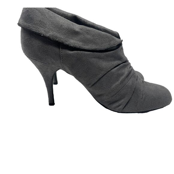 Urban Outfitter Paprika RETRO 80s GRAY Cuff ANKLE Pull On Heeled Booties 10 - Picture 4 of 11